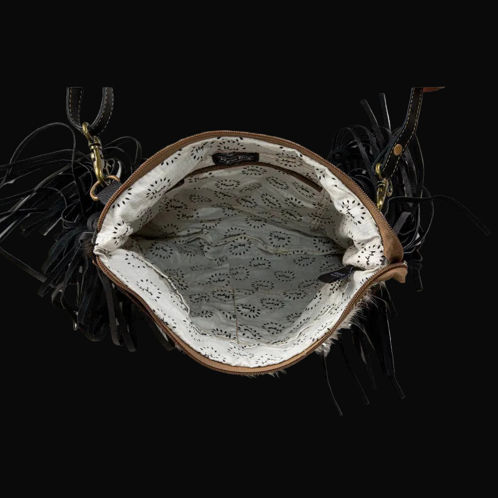 Myra Tumbleweed Trail Fringed Hand-Tooled Bag