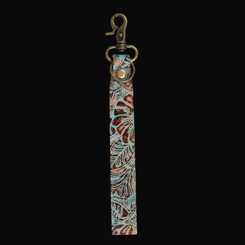 Pathflower Trail Hand-Tooled Key Fob