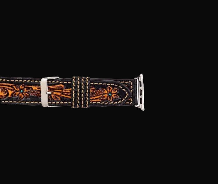 Fox Trail Hand-Tooled Leather Watchband