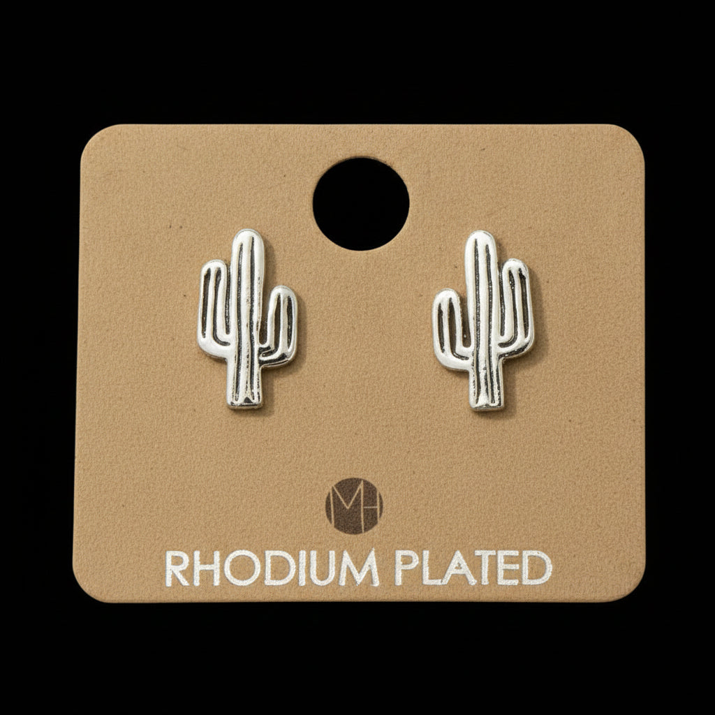 Dainty Desert Cactus Stud Earrings