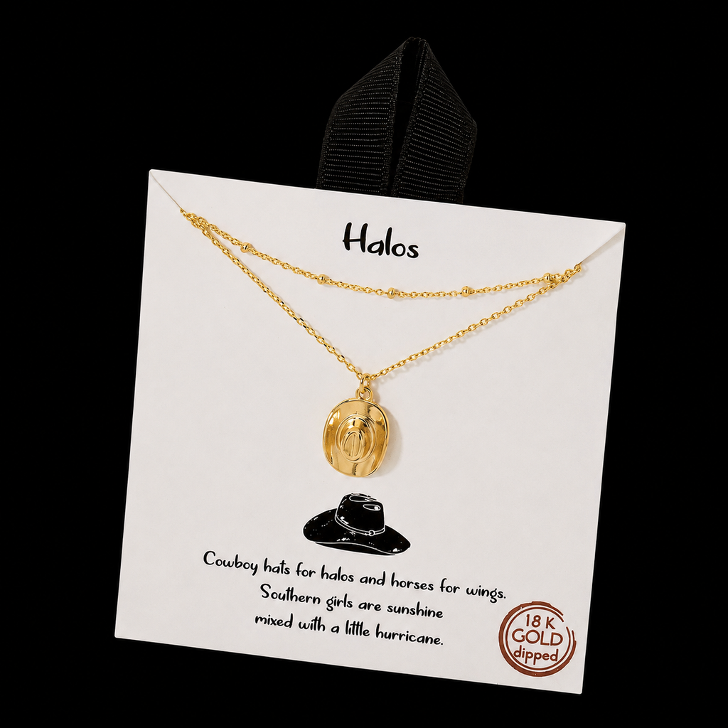 Fame Accessories Gold Dipped Cowboy Hat Pendant Layered Necklace