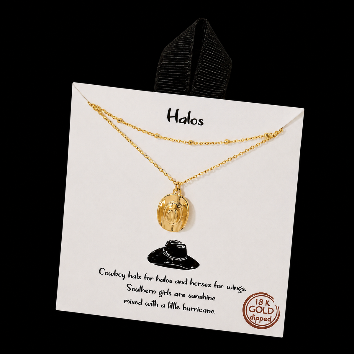 Fame Accessories Gold Dipped Cowboy Hat Pendant Layered Necklace