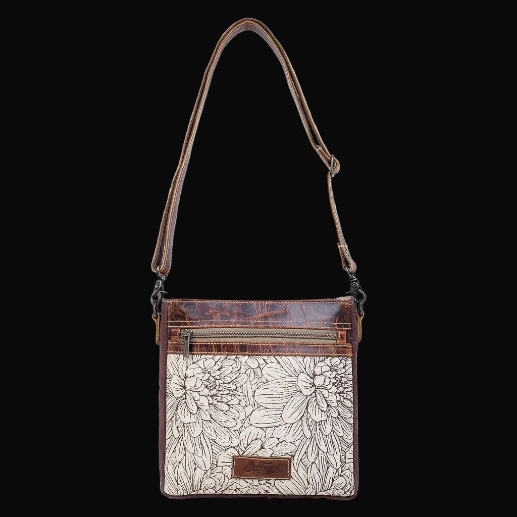 Canvas & Leather Women's Crossbody Bag - Linen/Rose Ebony