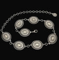 Women's Western Oval Concho Chain Belt with Stones: Cream