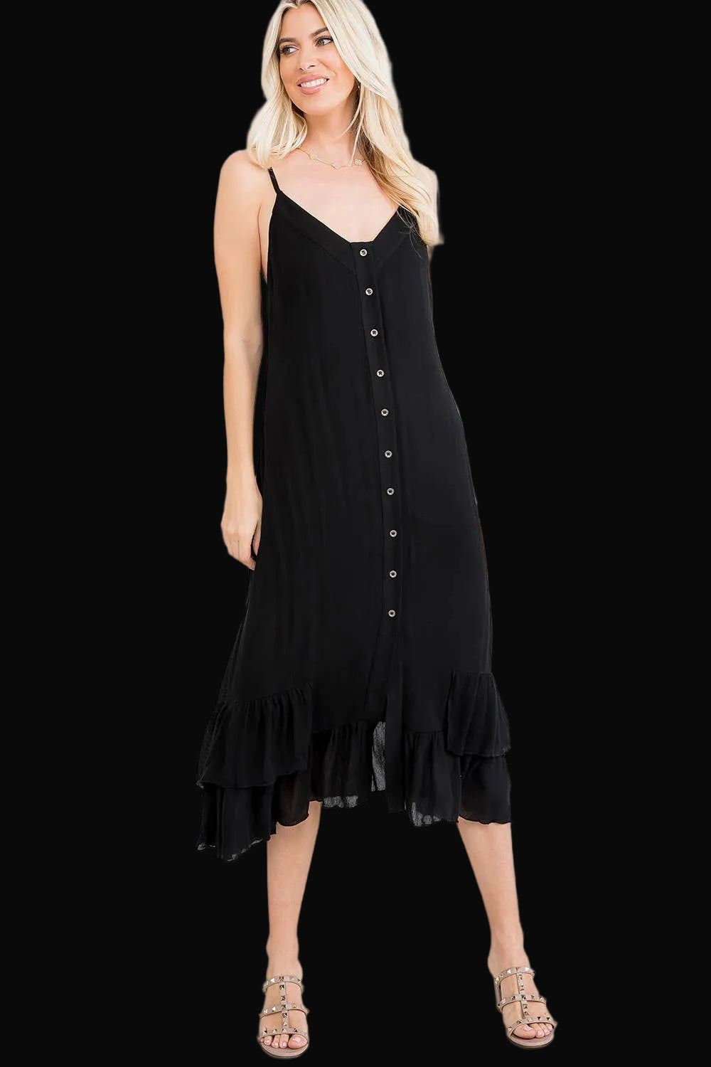 Sweet Lovely by Jen Womens Midi Button Front Dress