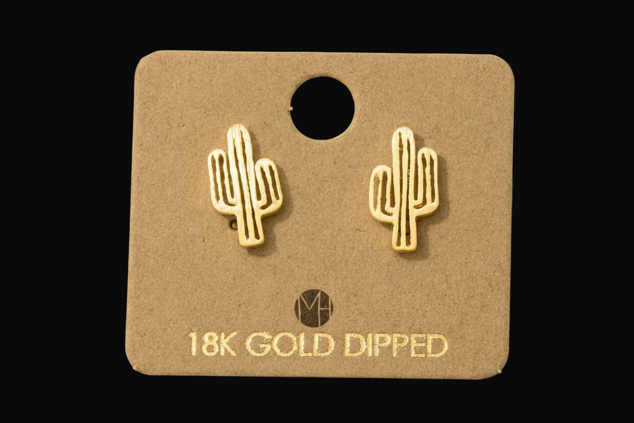 Dainty Desert Cactus Stud Earrings