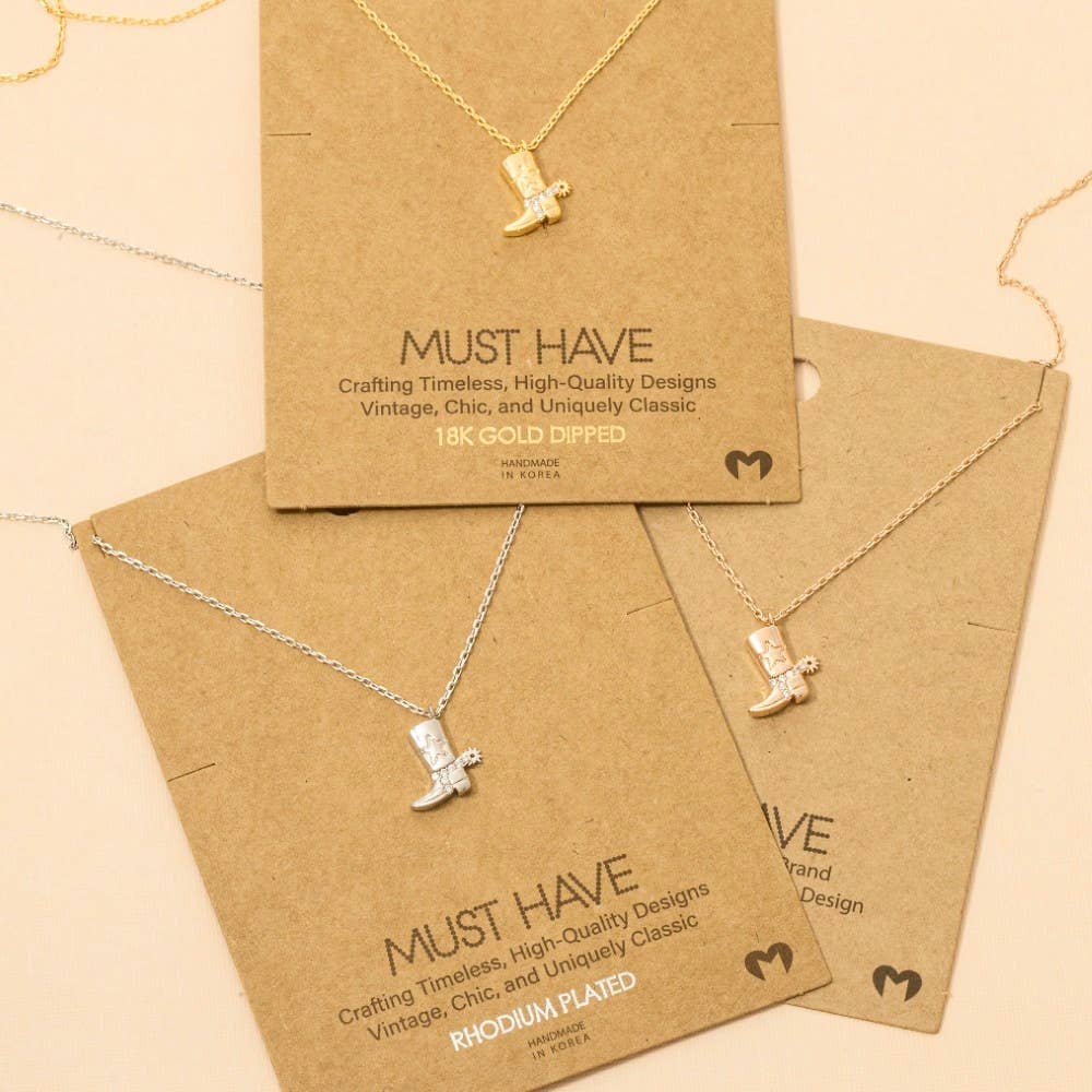 Fame Accessories Cowboy Boots Pendant Necklace