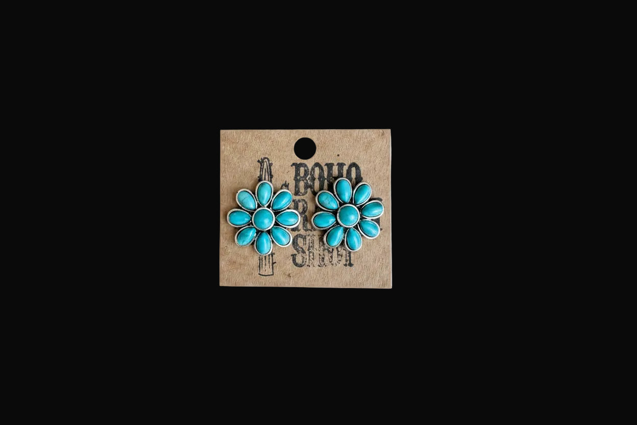 Western Turquoise Stud Earrings: Daisy