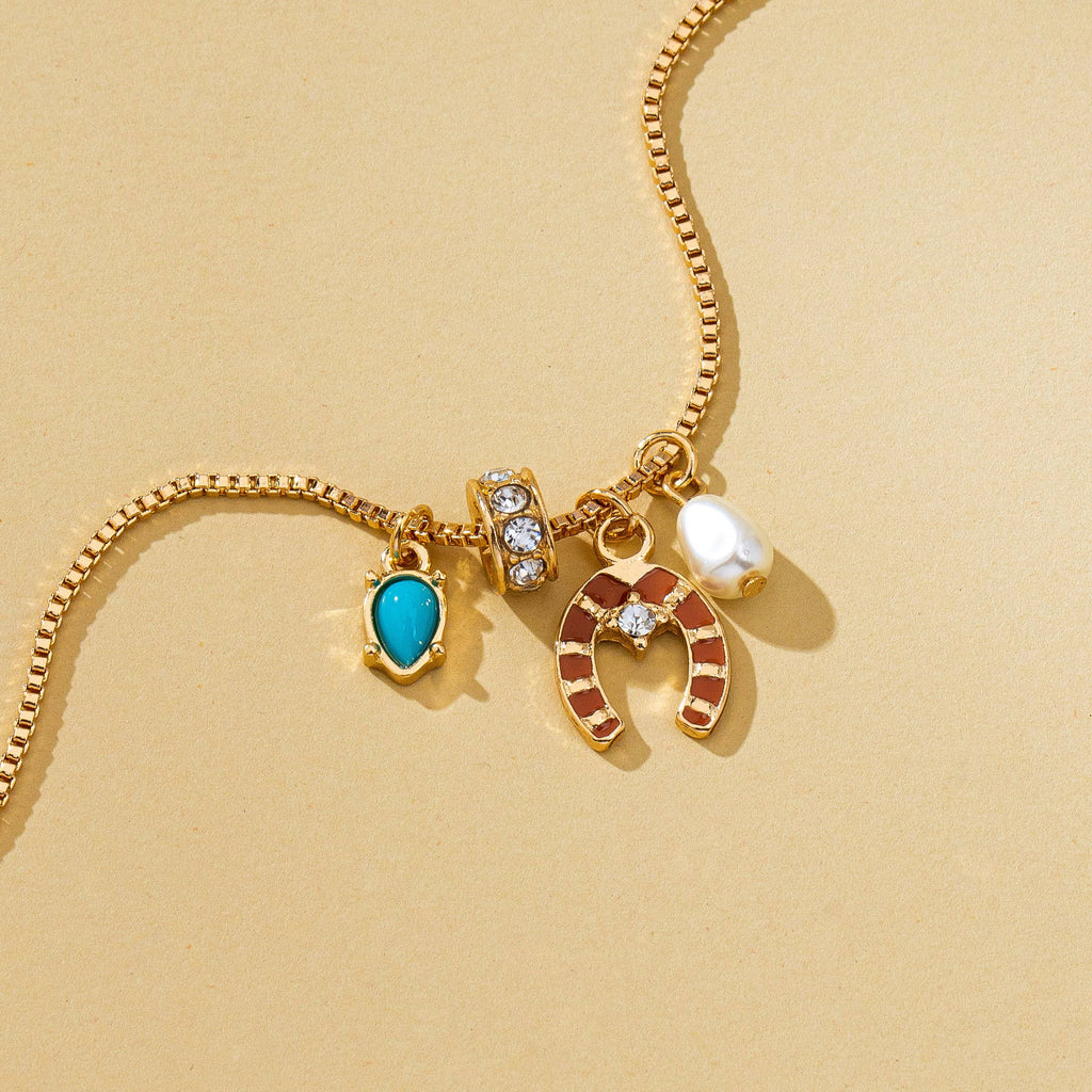 Southwest Horseshoe & Turquoise Charm Necklace
