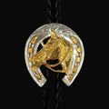 Horseshoe German Silver Bolo Tie with Horse Head