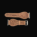 Lone Star Handtooled Leather Watch Band in Light Saddle Tan