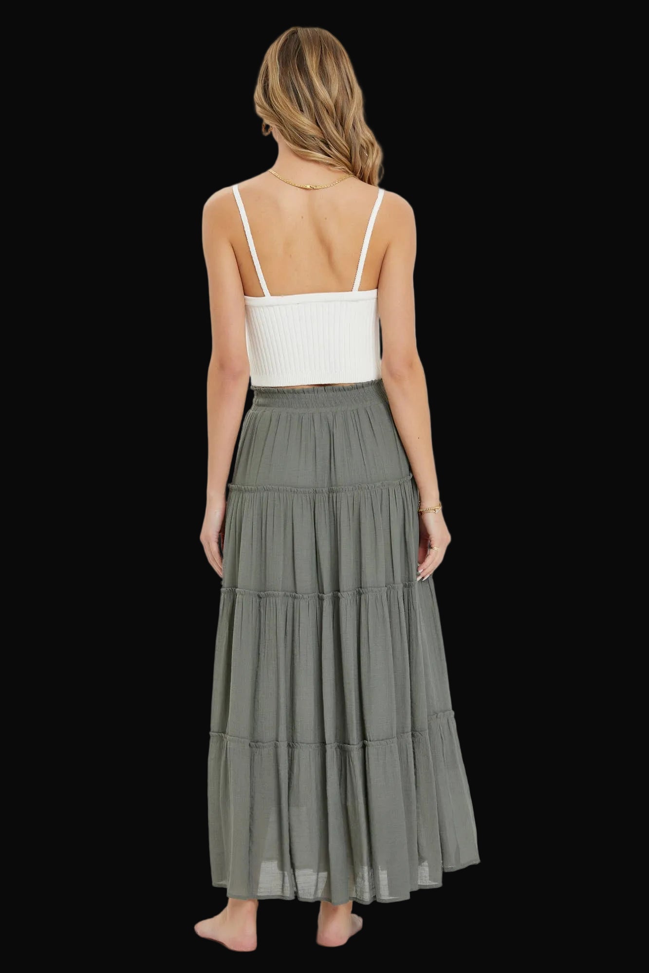 Sweet Lovely by Jen Womens Tiered Maxi Skirt