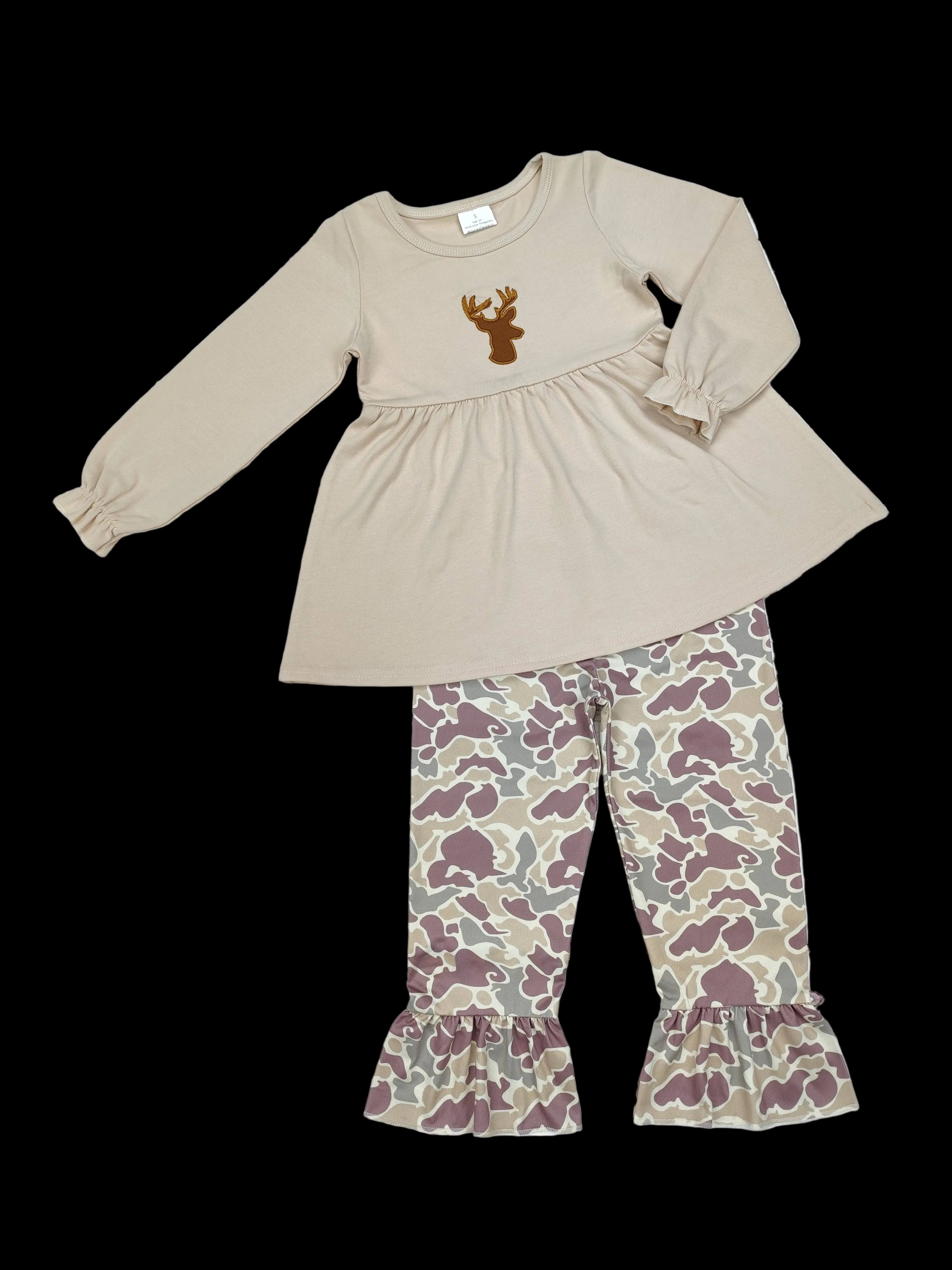 Sassy Kids Palace Girls Deer Appliqué Camouflage Set