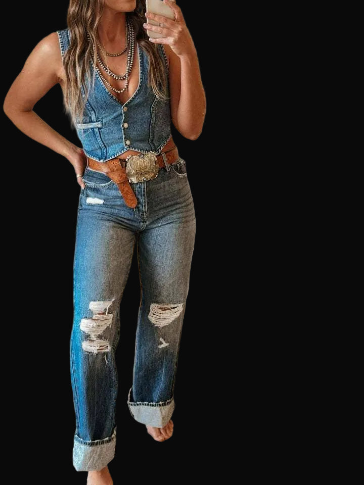 Denim Vest: DARK BLUE
