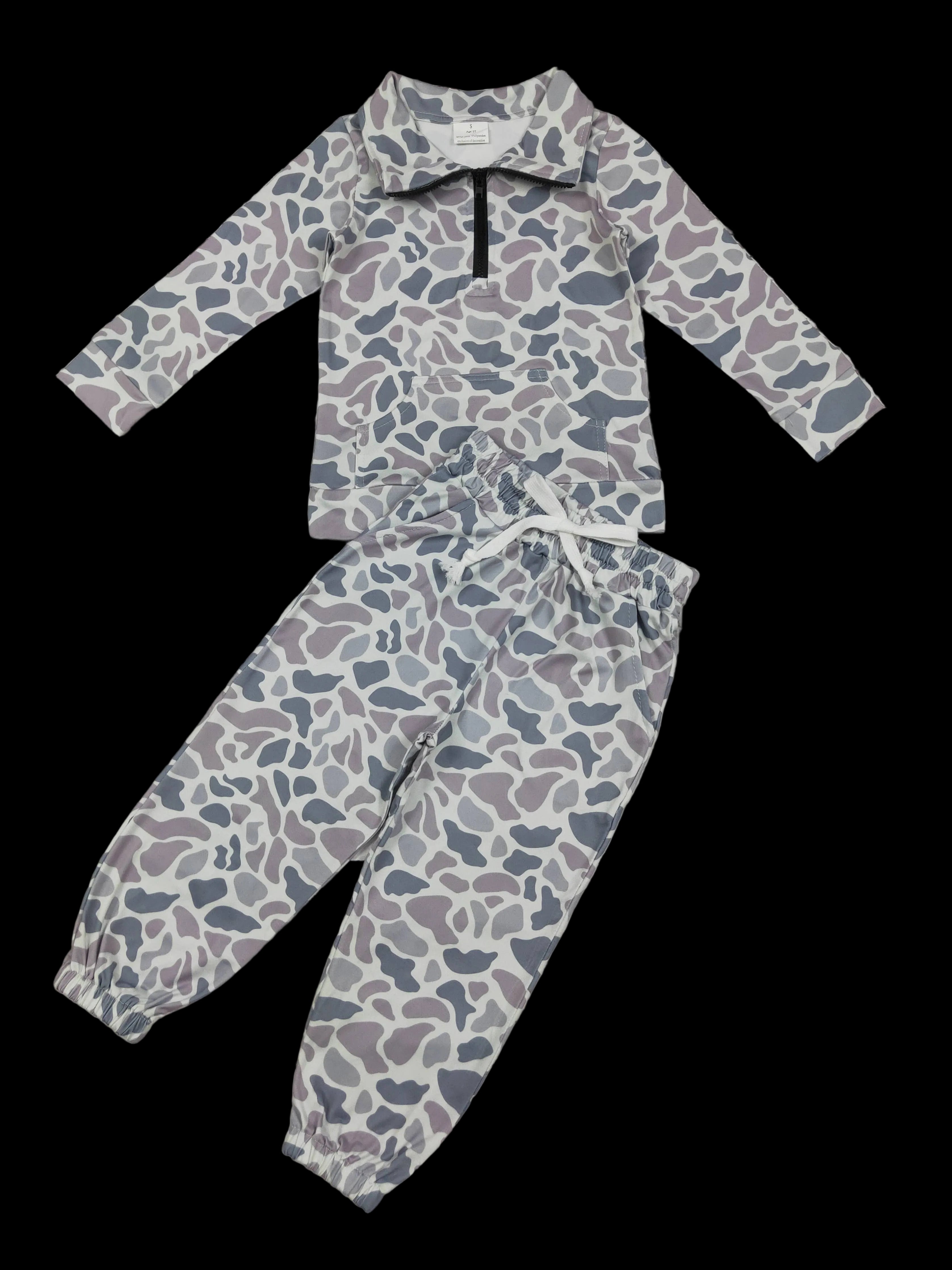 Sassy Kids Palace Boys Gray Camouflage Printed Top Pants Set
