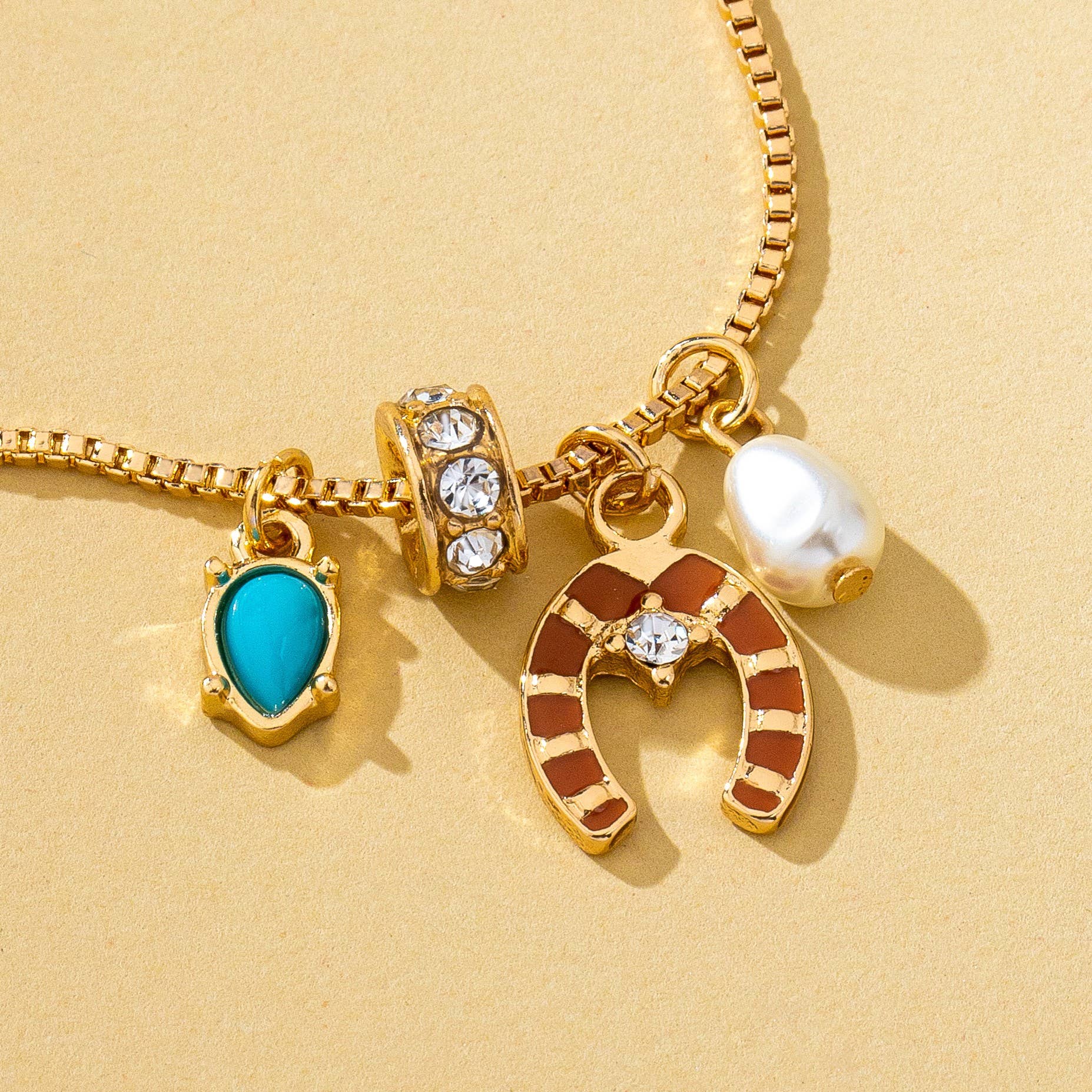 Southwest Horseshoe & Turquoise Charm Necklace