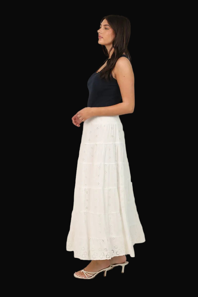 Sweet Lovely by Jen Womens Tiered Maxi Skirt