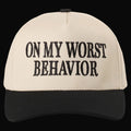 Fashion City On My Worst Behavior Embroidered Trucker Hat: Brown