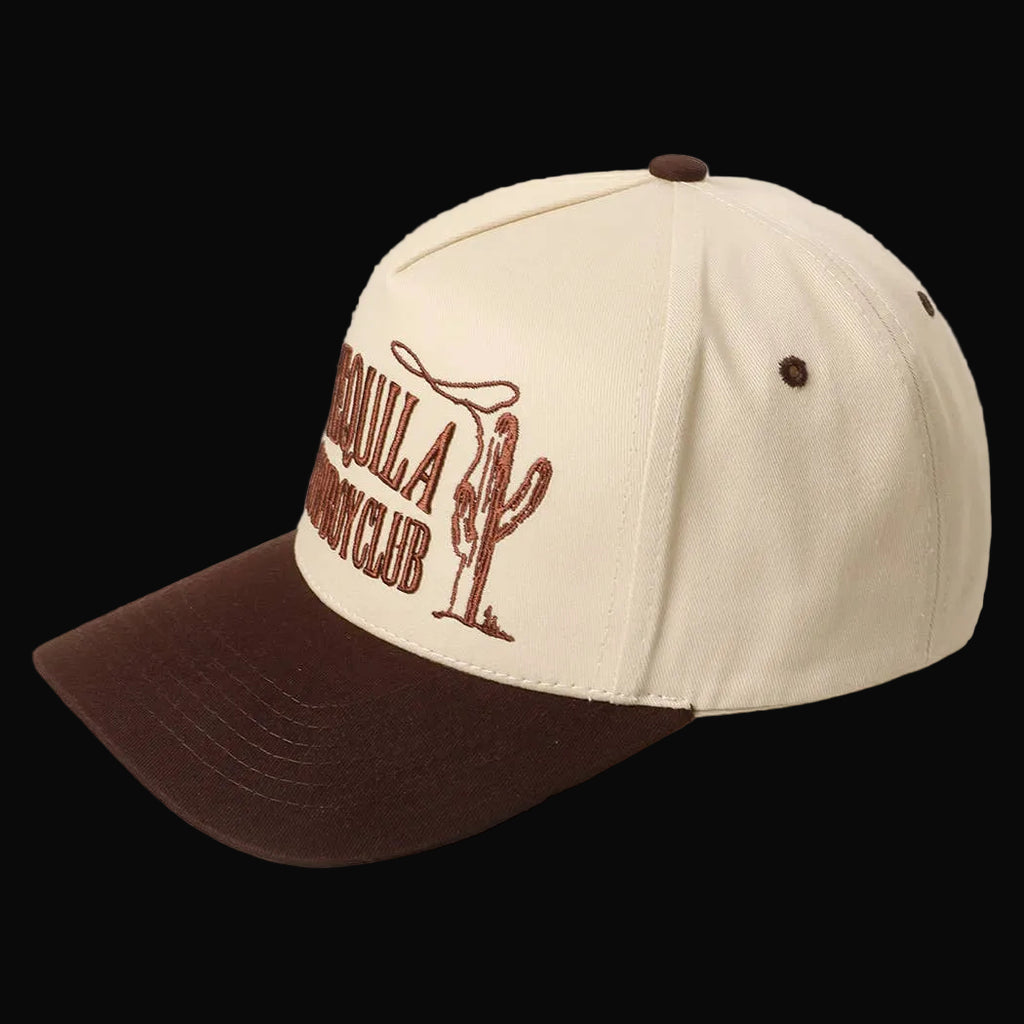 TEQUILA COWBOY CLUB 3D Embroidery Two-Tone Trucker Hat: BROWN / ONE SIZE