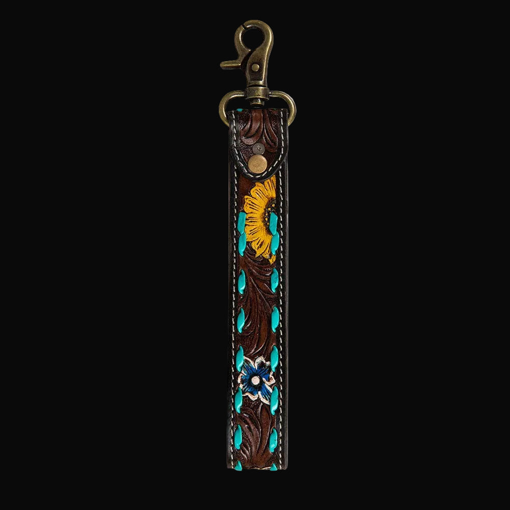 Sunflower Sunrise Hand-Tooled Key Fob