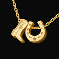 Fame Accessories Cowboy Boots Horse Shoe Charm Necklace