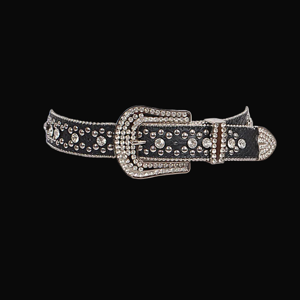 Studded Rhinestone Belt: Black