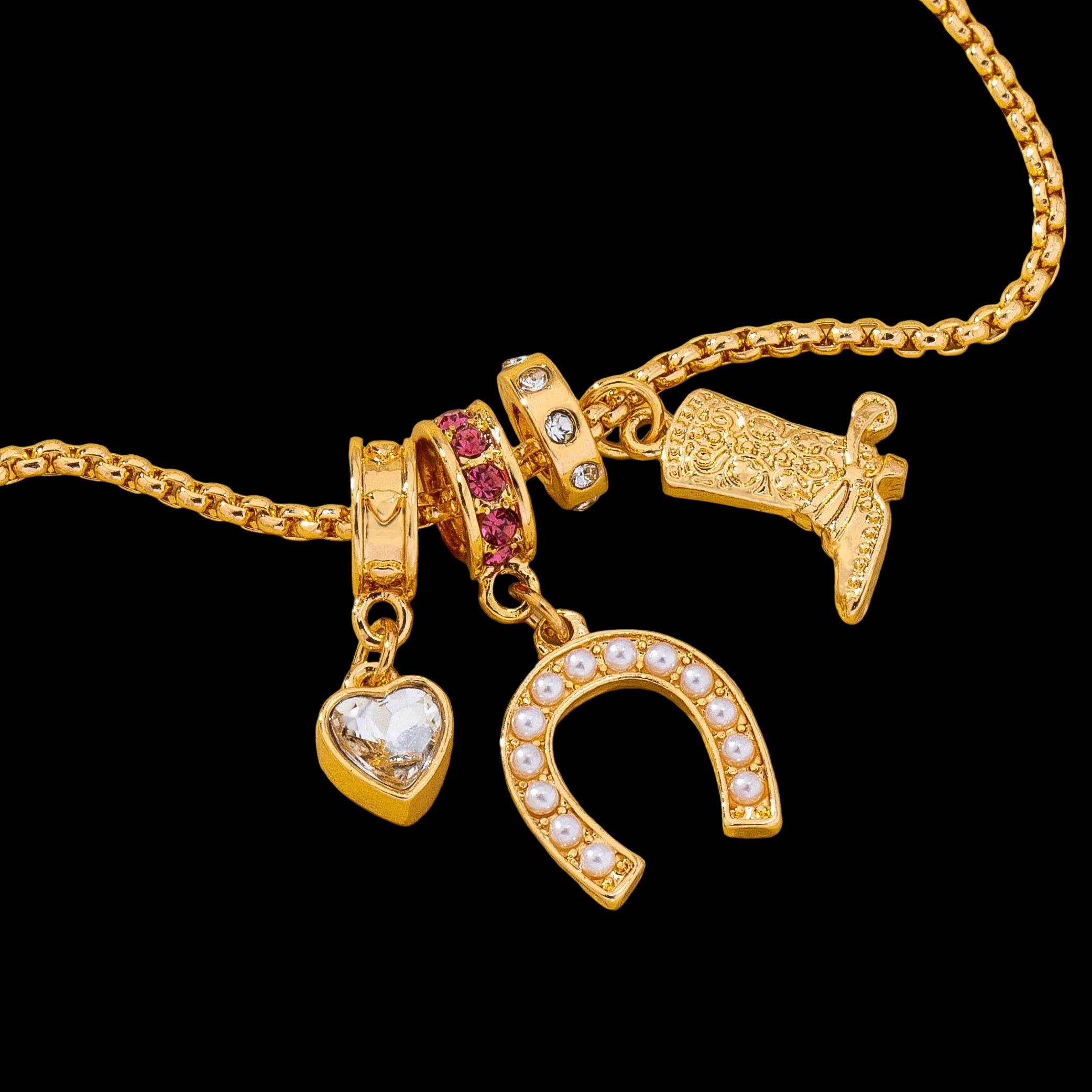Western Rhinestone Horseshoe Charm Necklace