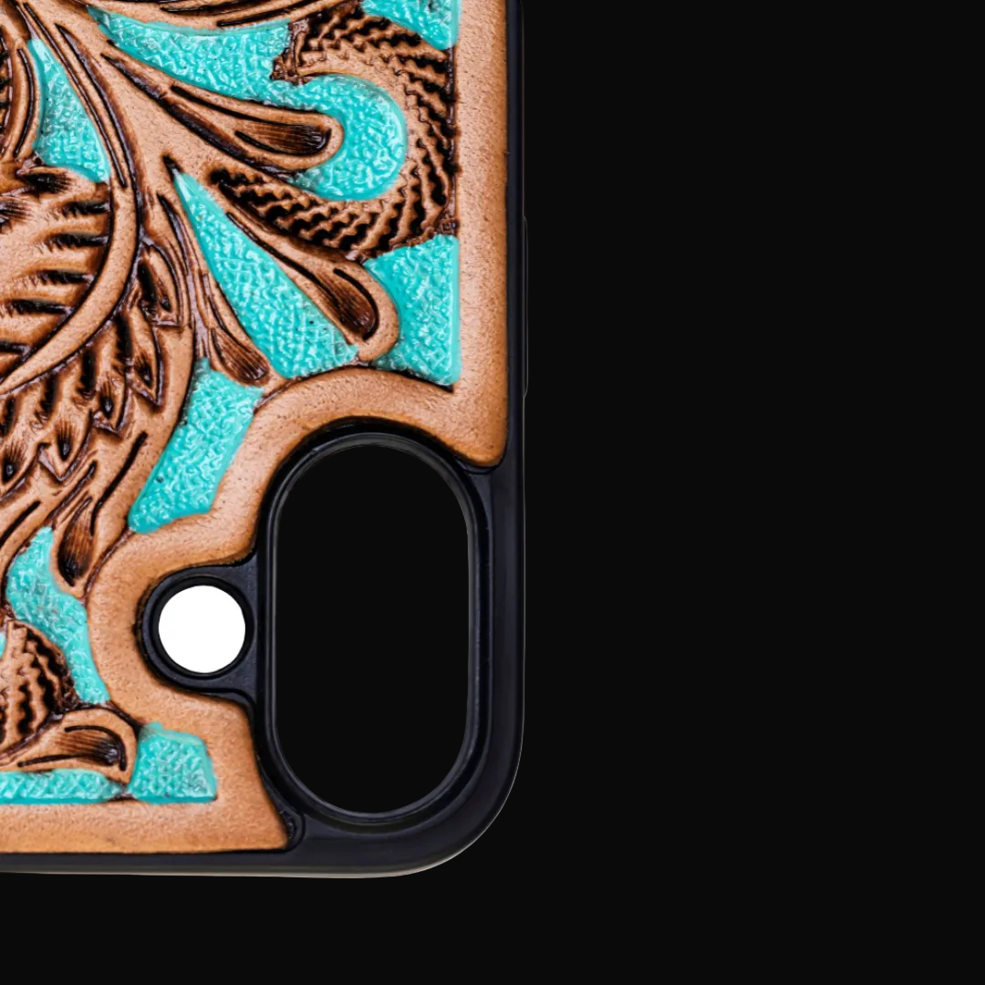 Hawk Ridge Phone Case for iPhone 16: Turquoised Embossed