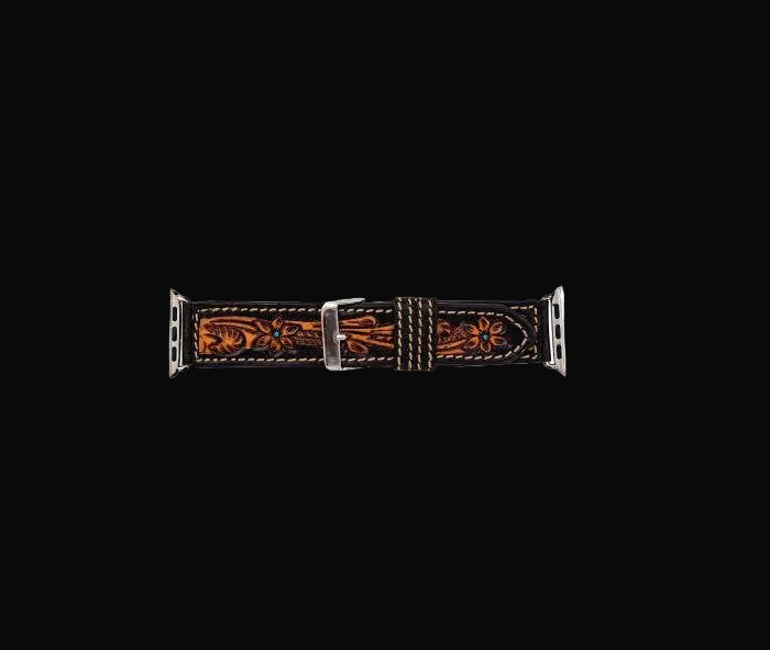 Fox Trail Hand-Tooled Leather Watchband
