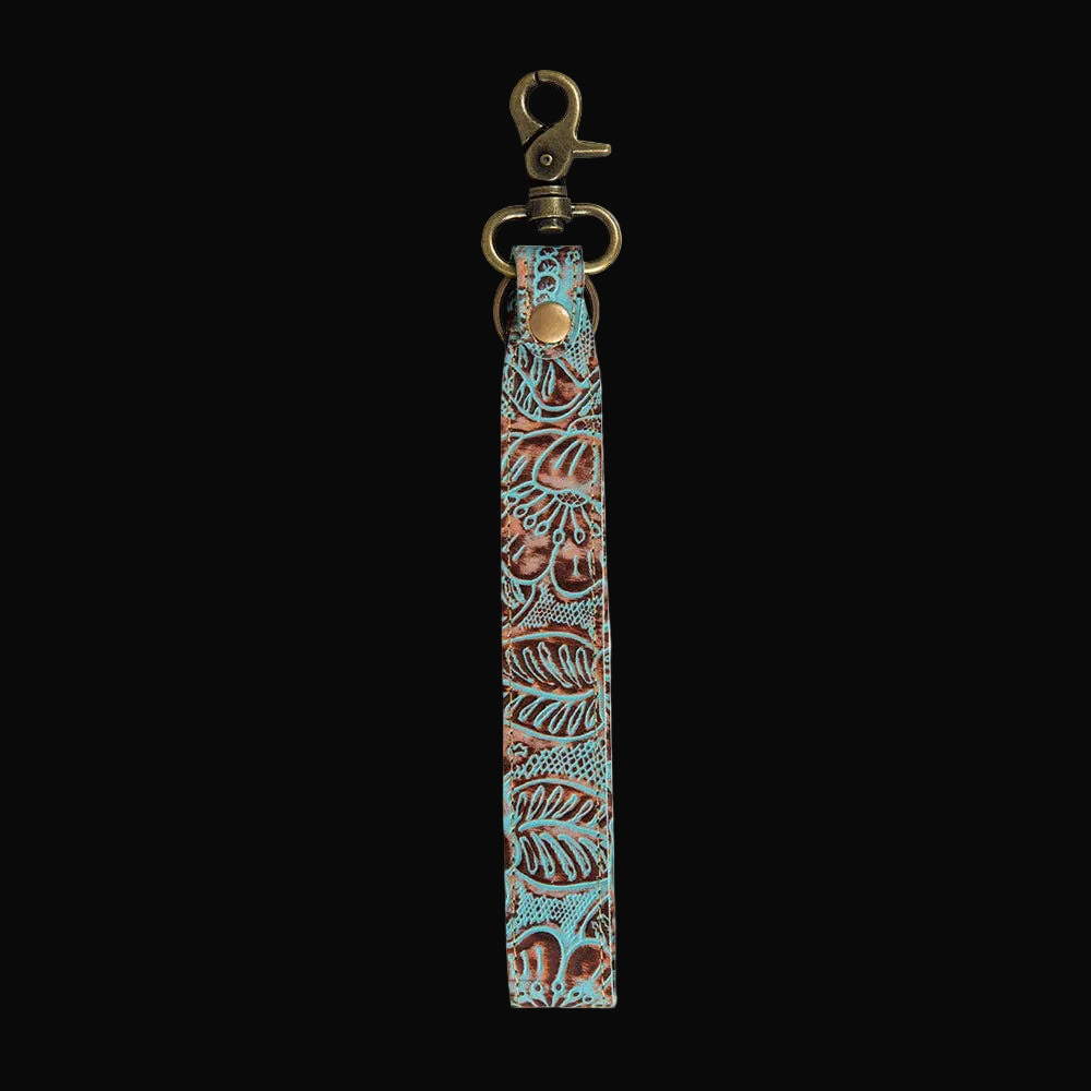 Pathflower Trail Hand-Tooled Key Fob