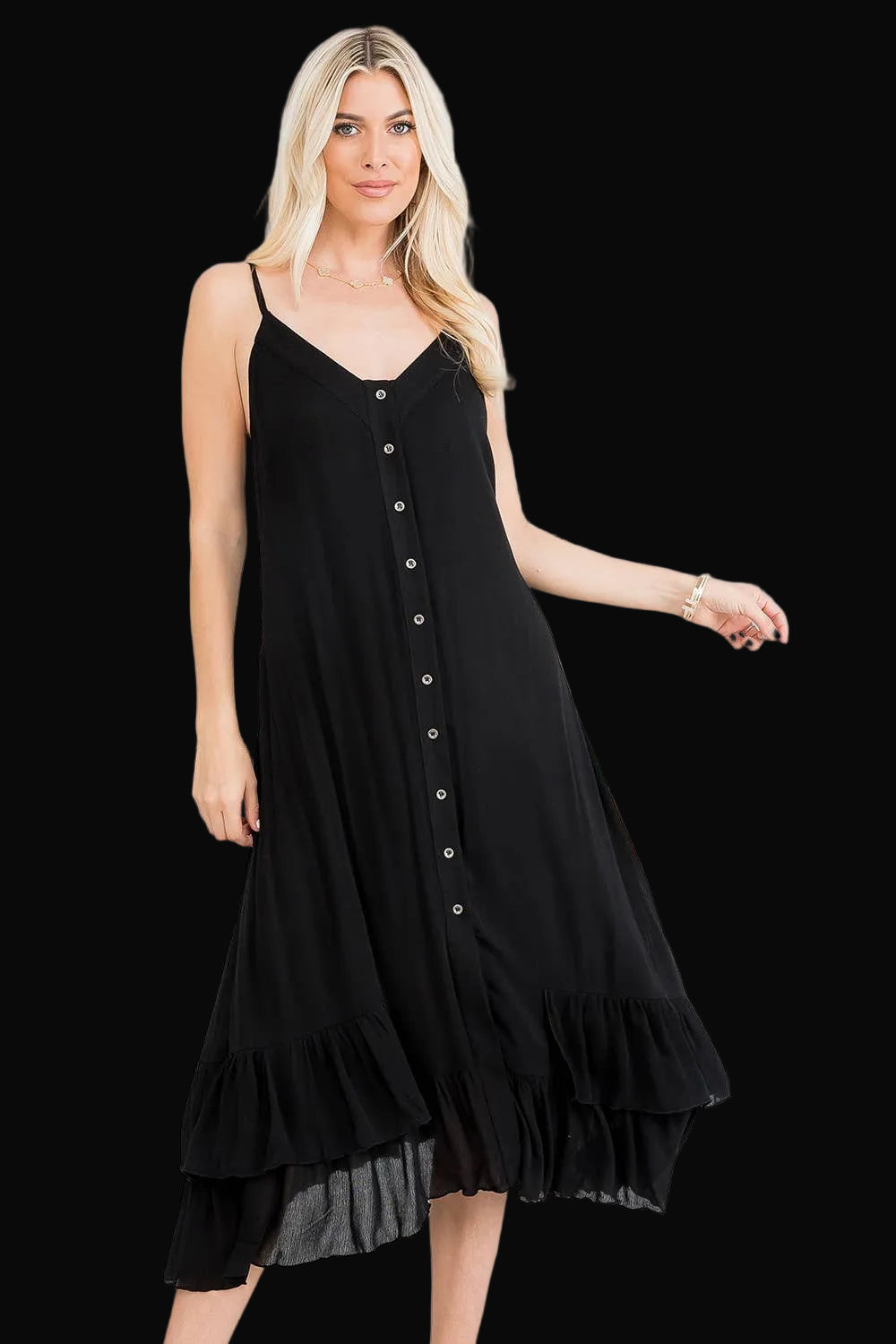 Sweet Lovely by Jen Womens Midi Button Front Dress