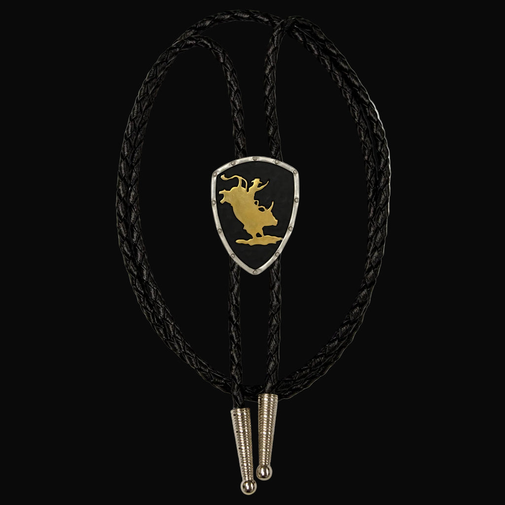 Rodeo Silver, Gold, Matte Black Bolo Tie