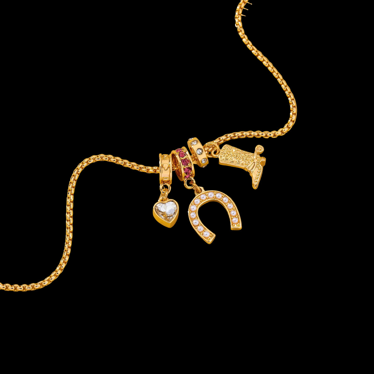 Western Rhinestone Horseshoe Charm Necklace