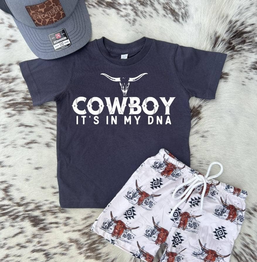 Buckin Baby Wholesale Kids Cowboy It's In My DNA T-Shirt: Charcoal Grey