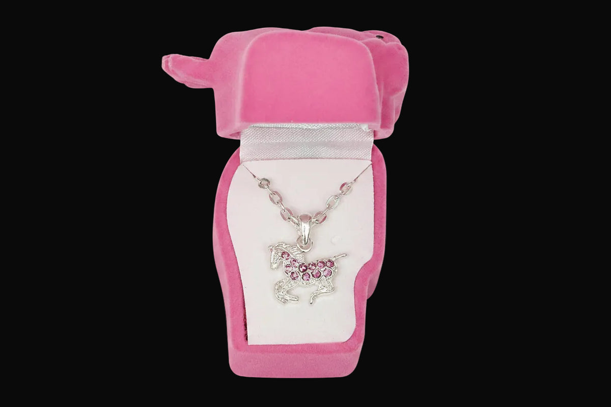 Western Express Rhinestone Pony Necklace in Pony Head Gift Box