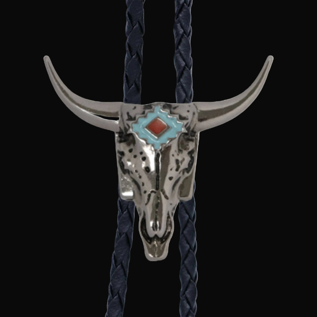Longhorn Silver Metal Bolo Tie