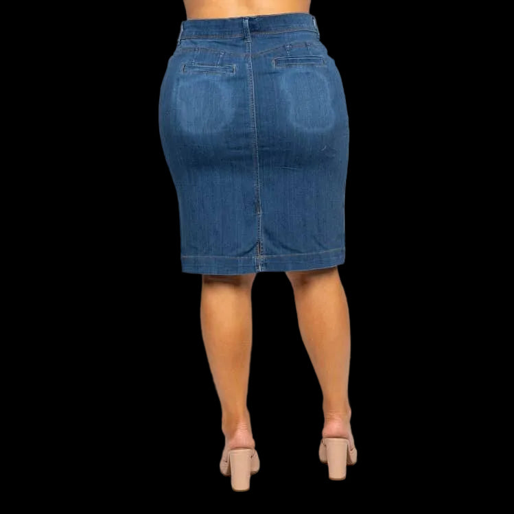 Curve Market Women's Plus Size Light Wash Denim Pencil Skirt