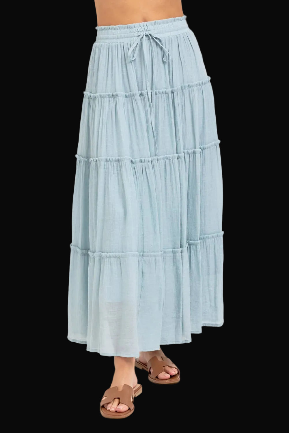 Sweet Lovely by Jen Womens Tiered Maxi Skirt