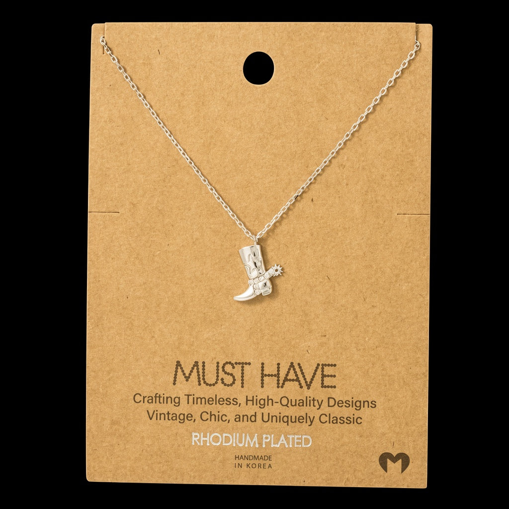 Fame Accessories Cowboy Boots Pendant Necklace