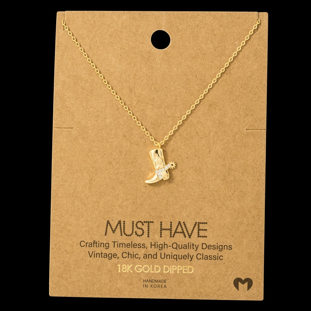Fame Accessories Cowboy Boots Pendant Necklace
