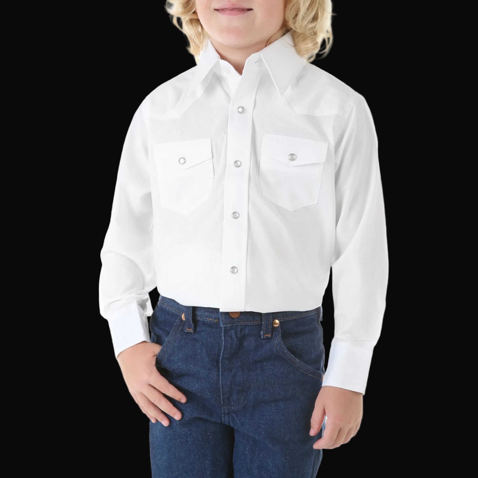 Wrangler White Long Sleeve Dress Western Solid Snap Shirt