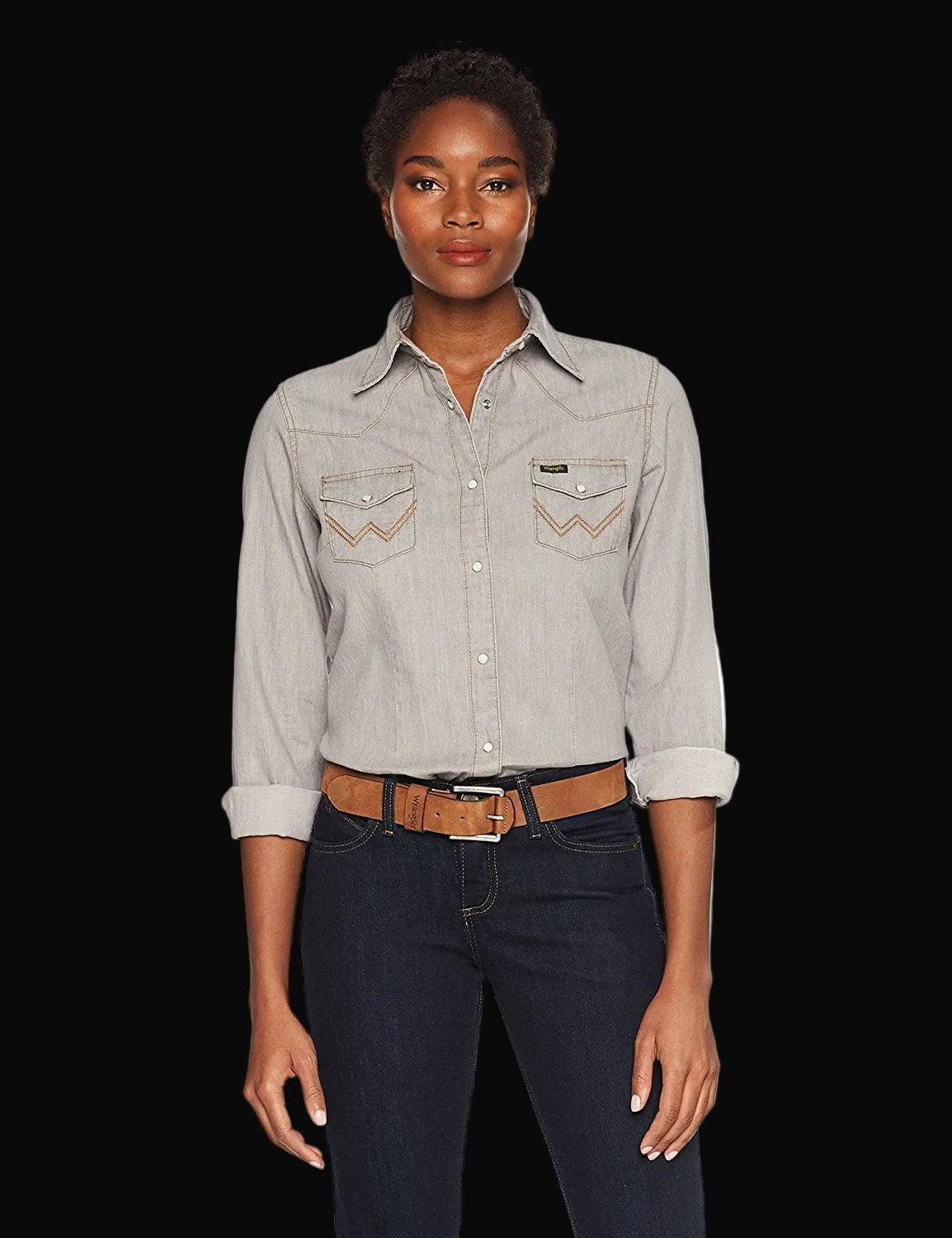 Wrangler Western Fashion Top - Grey Denim